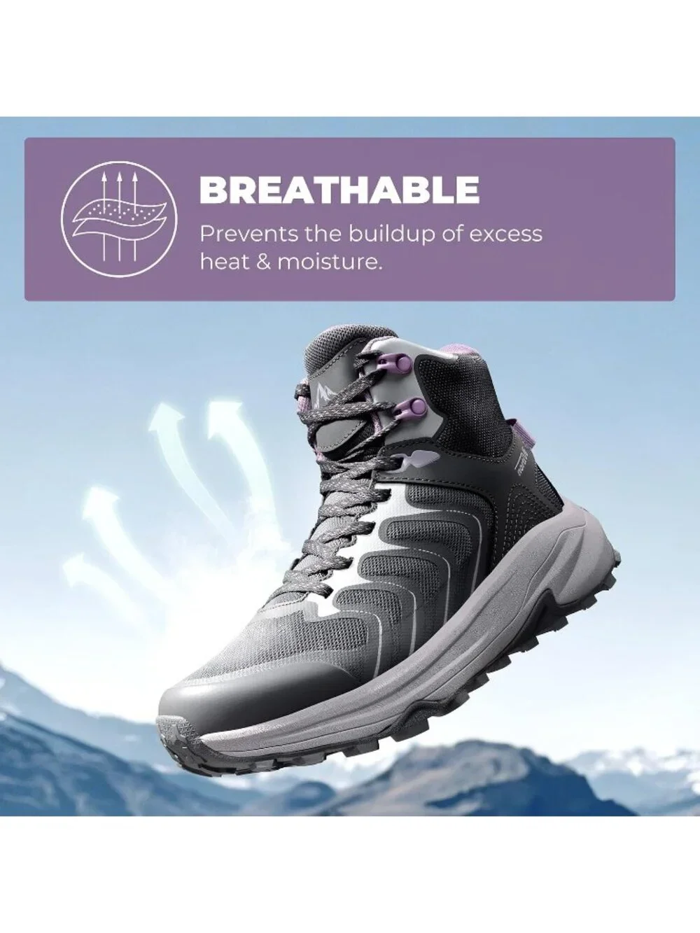 Men's Dark Grey Waterproof Shoes Casual High Top Round Toe Non Slip Hiking Boots